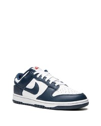 Мужские бело-темно-синие кожаные низкие кеды от Nike