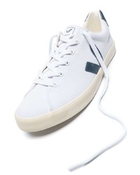 Мужские бело-темно-синие кожаные низкие кеды от Veja