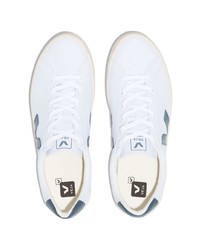 Мужские бело-темно-синие кожаные низкие кеды от Veja