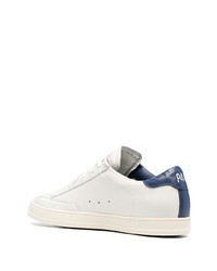 Мужские бело-темно-синие кожаные низкие кеды от P448