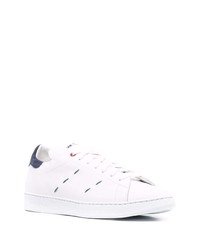 Мужские бело-темно-синие кожаные низкие кеды от Kiton