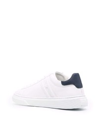 Мужские бело-темно-синие кожаные низкие кеды от Hogan