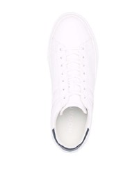 Мужские бело-темно-синие кожаные низкие кеды от Hogan