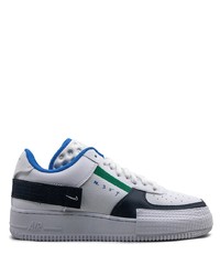 Мужские бело-темно-синие кожаные низкие кеды от Nike