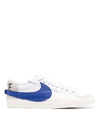 Мужские бело-темно-синие кожаные низкие кеды от Nike
