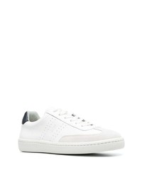 Мужские бело-темно-синие кожаные низкие кеды от BOSS