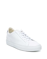 Мужские бело-темно-синие кожаные низкие кеды от Common Projects