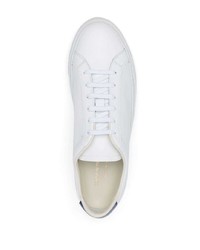 Мужские бело-темно-синие кожаные низкие кеды от Common Projects