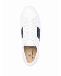 Мужские бело-темно-синие кожаные низкие кеды от Woolrich