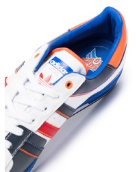 Мужские бело-темно-синие кожаные низкие кеды от adidas