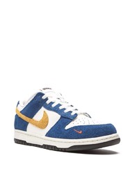 Мужские бело-темно-синие кожаные низкие кеды от Nike