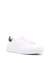 Мужские бело-темно-синие кожаные низкие кеды от Tagliatore