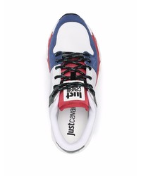 Мужские бело-темно-синие кроссовки от Just Cavalli