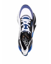 Мужские бело-темно-синие кроссовки от Fendi