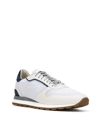 Мужские бело-темно-синие кроссовки от Brunello Cucinelli