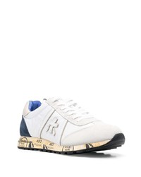 Мужские бело-темно-синие кроссовки от Premiata