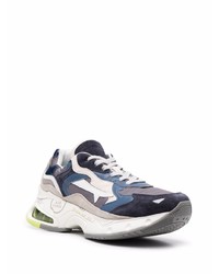 Мужские бело-темно-синие кроссовки от Premiata