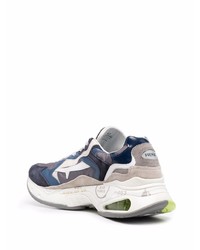 Мужские бело-темно-синие кроссовки от Premiata