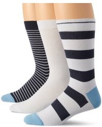 Бело-темно-синие носки в горизонтальную полоску