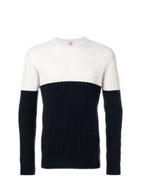 Бело-темно-синий вязаный свитер