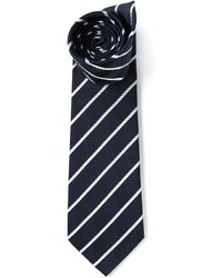 Мужской бело-темно-синий галстук в вертикальную полоску от Etro