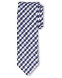Бело-темно-синий галстук в мелкую клетку