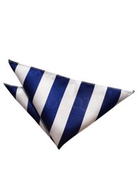 Бело-темно-синий нагрудный платок в вертикальную полоску