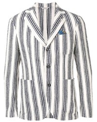 Мужской бело-темно-синий пиджак в вертикальную полоску от Manuel Ritz