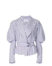 Женский бело-темно-синий пиджак в вертикальную полоску от Strateas Carlucci