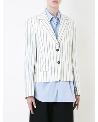 Женский бело-темно-синий пиджак в вертикальную полоску от Jil Sander