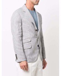 Мужской бело-темно-синий пиджак в вертикальную полоску от Brunello Cucinelli