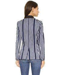 Женский бело-темно-синий пиджак в вертикальную полоску от Rag & Bone