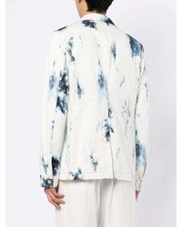 Мужской бело-темно-синий пиджак с принтом тай-дай от Alexander McQueen