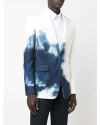 Мужской бело-темно-синий пиджак с принтом тай-дай от Alexander McQueen