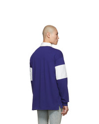 Мужской бело-темно-синий свитер с воротником поло от Gucci