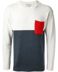Мужской бело-темно-синий свитер с круглым вырезом от Paul & Joe