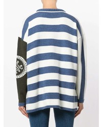 Бело-темно-синий свободный свитер в горизонтальную полоску от Mr & Mrs Italy