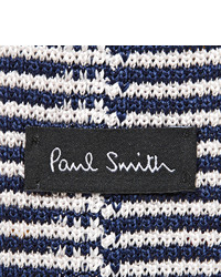 Мужской бело-темно-синий шерстяной галстук в горизонтальную полоску от Paul Smith