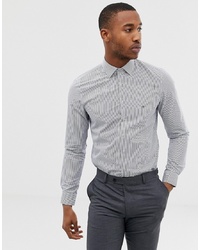 Мужская бело-темно-синяя классическая рубашка в вертикальную полоску от Calvin Klein