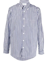 Мужская бело-темно-синяя классическая рубашка в вертикальную полоску от Harmony Paris