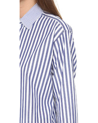 Женская бело-темно-синяя классическая рубашка в вертикальную полоску от Rag & Bone