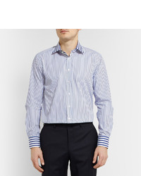 Мужская бело-темно-синяя классическая рубашка в вертикальную полоску от Etro