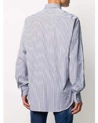 Мужская бело-темно-синяя классическая рубашка в вертикальную полоску от DSQUARED2