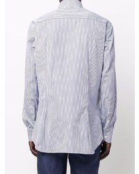 Мужская бело-темно-синяя классическая рубашка в вертикальную полоску от Brioni