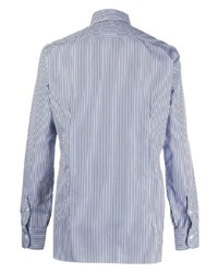 Мужская бело-темно-синяя классическая рубашка в вертикальную полоску от Barba