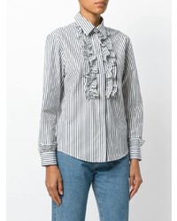 Женская бело-темно-синяя классическая рубашка в вертикальную полоску от Alexa Chung