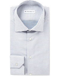 Мужская бело-темно-синяя классическая рубашка в горошек от Etro