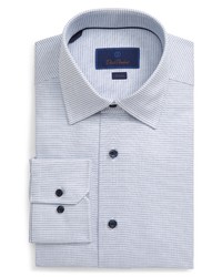 Бело-темно-синяя классическая рубашка в клетку