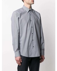 Мужская бело-темно-синяя классическая рубашка с геометрическим рисунком от BOSS HUGO BOSS