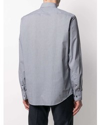 Мужская бело-темно-синяя классическая рубашка с геометрическим рисунком от BOSS HUGO BOSS